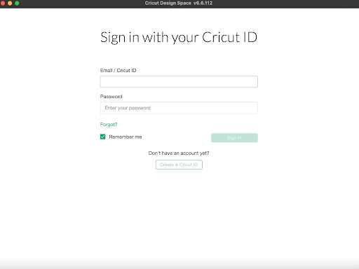 Cricut ID to sign in to your Cricut account